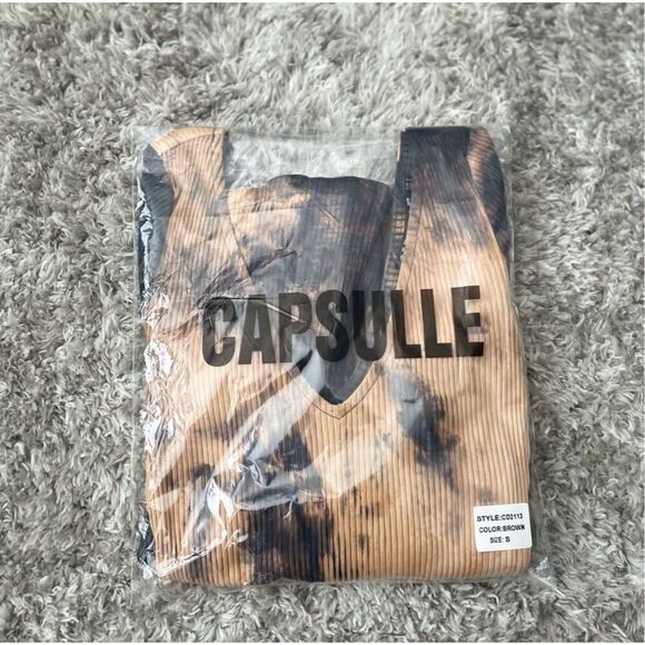 Capsulle Women’s Blue and Tan Tie Dye Bodycon Stylish Maxi Dress Size L New. - Picture 3 of 10